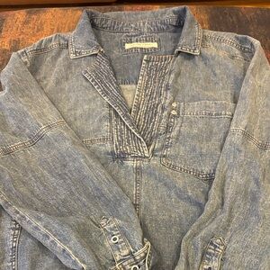 We The Free Blue Denim Shirt